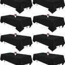 8 Packs Black Tablecloths 60x102 Inch Rectangular Table Cloths for 6 Foot Rectangle Tables, Wrinkle Resistant Washable Polyester Fabric Tablecloth for Dining Wedding Buffet Party Banquet