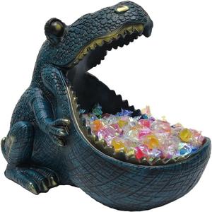 CUZOKOLA Large Animal Candy Dish Decor Dinosaur Statue Bowl for Office Supplies Desk and Novelty Key Bowl for Entryway Table and Blue Playful Teal Big Candy Decorative for Home