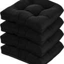 19x19 Outdoor Chair Cushions Set of 4, Tufted Wicker Patio Furniture Cushions, Thick Outdoor Seat Cushions for Lawn Chairs, Overstuffed and Water Resistant, Black