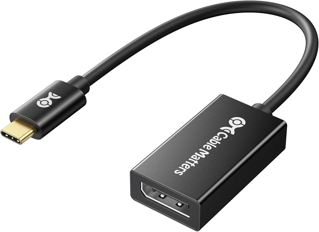 Cable Matters 32.4Gbps Unidirectional USB C to DisplayPort 1.4 Adapter, 4K@240hz, 8K@60hz, and HDR Support - Thunderbolt 4 / USB4 Compatible with iPad Pro, iPhone 16/15 Pro, MacBook, XPS, Surface