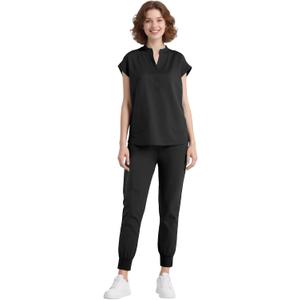Scrubs for Women Set Nurse Uniform, Mandarin Collar Scrub Top & Jogger Pant, 8 Pockets, Yoga Waistband, 4 Way Stretch (Small, Black) Scrubs for Women Set Nurse Uniform, Mandarin Collar Scrub Top & Jogger Pant, 8 Pockets, Yoga Waistband, 4 Way Stretch (Small, Black)
