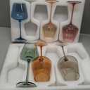 Colored Glasses Set of 6, Hand Blown Large Colorful Glass 18Oz, Lead-Free Premium Crystal Long Stem and Thanksgiving Glass, Valentine's Day and New Year gifts