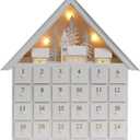 Christmas Wooden Advent Calendar House with 24 Drawers, Countdown to Christmas for Kids, LED Home Decoration, L16.25 x H17.9 x T2.87 inches, Battery Operated