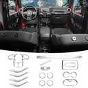 SQQP 18PCS Full Set Interior Trim Kit for Jeep Wrangler JK JKU 2011-2018 4 Door,Center Console Door Handle Side Outlet Cup Holder Gear Cover Trim (Chrome)