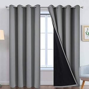 Yakamok 100% Blackout Curtains 84 Inches Long, 1 Thick Layers Heat and Full Light Blocking Soft Thermal Insulated Drapes for Bedroom (52" Wide Each Panel, Grey, 1 Panel)