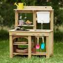 Tiny Land Outdoor Mud Kitchen for Kids, Wooden Play Kitchen with Water Tank, Water & Cooking Play, Sensory Fun, Weather-Resistant with Storage, Ideal for Toddlers Ages 3+, 30.12 x 17.99 x 37.8 inches
