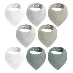 Cherub Baby Bandana Bibs for Boys - 8 Pack Muslin Bibs for Drooling and Teething, Super Absorbent, Soft (Multicolored-16)