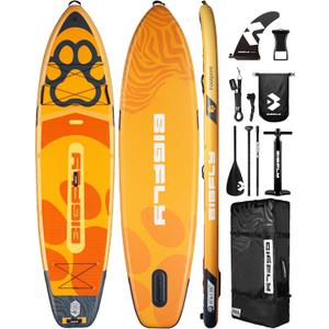 Bigfly 11'635" Super Wide Inflatable Stand Up Paddle Board, Ultra Stable Wide SUP for 2+1 People/Family/Big Size, 100L Backpack, All-Round Sup Board, US Big Fin