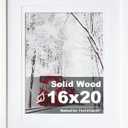Egofine 16x20 Solid Wood Picture Frame, Made of Solid Wood Covered by Plexiglass 11x14/12x16 with Mat 16x20 without Mat, Poster Frame for Wall Mounting Photo Frame Vertically or Horizontally, White