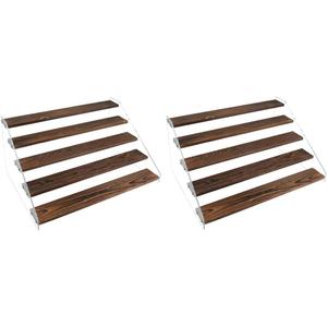 PACKGILO Display Shelf Stand, Clear Acrylic Riser Shelves Wood Acrylic Storage for Figure Collection Cupcake Desserts Holder Cosmetics Perfume Jewelry Organizer Rack