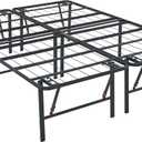Amazon Basics Foldable Metal Platform Bed Frame with Storage Space, Sturdy Steel, No Box Spring Needed, 18 Inches High, Tool-Free Setup, Noise Free, King Size, Black