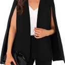 GAMISOTE Womens Cape Blazer Split Sleeve Open Front Casual Jacket Coat Workwear (Large, Black)