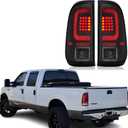 LED Tail Lights Assembly Compatible with1997-2003 Ford F150,1999-2007 Ford F250 F350 Superduty Driver and Passenger Side, Black Housing Clear Lens
