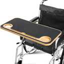 TYYIHUA Foldable Wheelchair Tray Table with Cup Holders for Adults, Seniors, Removable Wheelchair Lap Desk for Eating Reading Resting, Nursing Patient, Fits Seat Width 16" - 20", Bamboo Wood