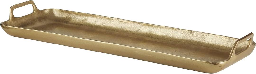 Signature Design by Ashley Posy Decorative Metal Serving Tray, Gold Finish