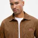 Comdecevis Mens Corduroy Shirts Jacket Button Down Long Sleeve Work Shirts Shackets with Pocket (Brown, M)