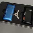 2 Pack Mini Butane Lighter, Double Jet Torch Lighter with Visible Window, Refillable and Adjustable Pocket Lighter, Great Little Gift for Men and Women, Black and Blue (Without Gas)