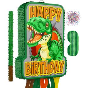 Dinosaur Birthday Pinata, 4 Pc Set, T-Rex Jurassic Party Supply, Dino Parties Decor, Roar Pinatas, Birthday Games, Mexican Piata De Dinosaurio Fits Pinata Stuffers And Dinosaurs Party Favor