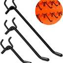 60Pcs Black Pegboard Hooks, 2/4/6 Inch Pegboard Wall Hook Heavy Duty PegBoard Shelving Hook Fit 1/4" PegBoard Metal Hanging Pegboard Display Hook Holder Organizer for Kitchen Store