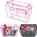 Rexmica Clear Beach Bag Organizer Insert Compatible with Bogg Bag X Large, Waterproof Rubber Tote Bag Insert Divider Pouch, Beach Tote Organizer Liner 15.6 x 8.4 x 10.8 Inches, Pink