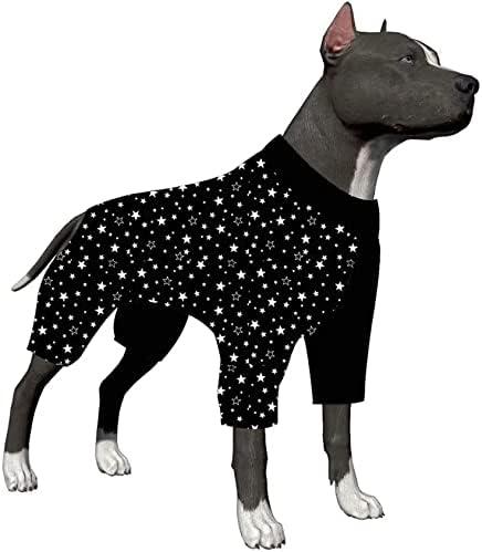 LovinPet Lovinpet Dog Clothes for Pitbull - Lucky Stars Cozy Dog Clothes, Slim fit, Pitbull Onesie, Lightweight Pullover Pajamas, Pet Pajamas for Dogs, Pitbull Clothes, Black 3XL