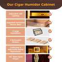 Woodronic Cigar Humidor, Spanish Cedar Cigar Humidor Cabinet with LED Light, Magnetic Door, Accurate Digital Hygrometer, Dividers and Cigar Accessory Drawer, Gift for Men100-150 Cigars