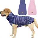 XPUDAC 2 Pack Dog Sweater Fleece Vest Dog Sweatshirt Turtleneck Warm Stretchy Pullover Pet Clothes Cold Weather for Medium Large Girl Dogs, Pink Purple, L