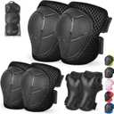 Kids/Youth Knee Pads and Elbow Pads Set with Wrist Guard 3 in 1 Kids Protective Gear Set for 3-14 Years for Skateboarding, Skiing, Cycling, BMX Biking, Running, Scooter (Black)