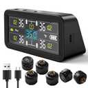 TPMS for RV & Trailer, 6 External Sensors Tire Pressure Monitoring System, 0-143 PSI High Pressure Range, Solar Powered Real-Time Monitor for Dually Truck, Camper, 5th Wheel, and Triple Axle Trailer
