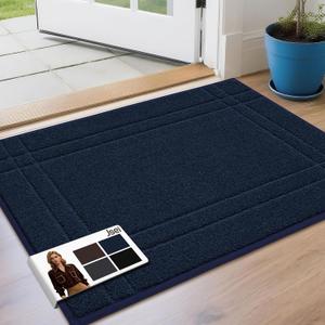 JSEI Entryway Rugs Doormat 24"x36", Non-Slip Dirt Trapper Door Mats Indoor, Washable Absorbent and Stain Resist Welcome Floor Mat for Front Door, Dog Door Mat, Dirty Wet Shoes & Paws, Navy Blue