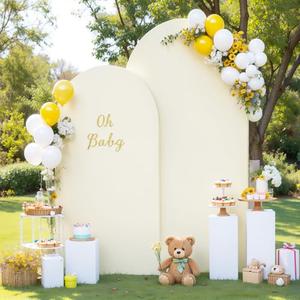 Ivory Arch Backdrop Cover 7.2FT  Spandex Arch Covers Stretchy Backdrop Set of 1, Double-Layer Wrinkle Free Wedding Arch Stand Cover Party Backdrop Curtains for Baby Shower Birthday Party Decoration