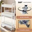 3 Tier Narrow Rolling Storage Cart for Laundry Room Bathroom Kitchen, 7.1'' Slim Utility Cart with Wheels and Lockable Casters Standing Shelf for Small Space & Between Washer and Dryer, White (7.1"D x 15.8"W x 26.4"H)