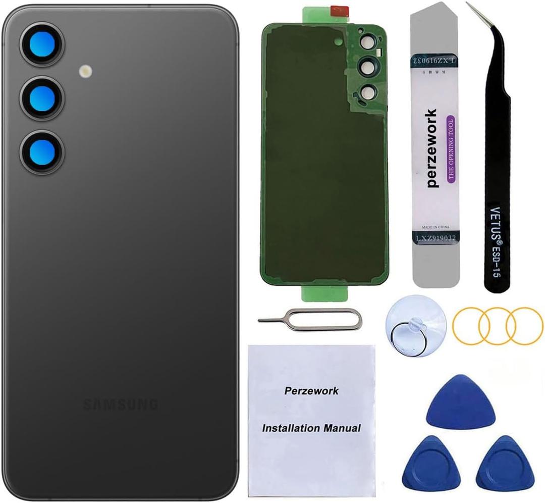 Rear Back Glass Replacement for Samsung Galaxy S24+ Plus 6.7-inches with Reparing Toolkit (Onyx Black)