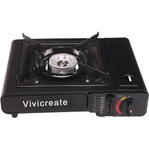 Vivicreate Portable Stove Camping BBQ Korean Kitchen Camp Butane Gas Burner Stove (Black)
