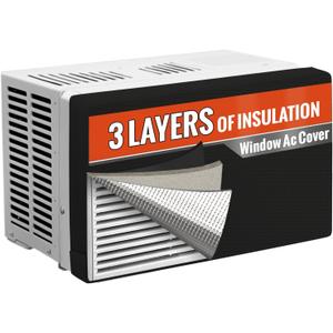 Air Conditioner Cover Indoor to Protect AC and Winter Insulation, 3 Layers Insulation Window AC Covers for Inside with Aluminum Foil and 2mm Foam, 17" W x 13" H x 3.5" D - Black
