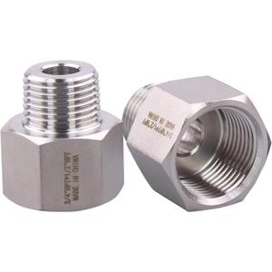 Forged Reducer Adapter Fitting - Stainless Steel 304 Reducing Pipe Connector, 3/4" NPT Female x 1/2" NPT Male (pack of 2)