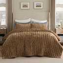 Bedsure Velvet Quilt King Size Set - 108"x96" Lightweight Velvet Comforter King, Oversized Luxury Bedspread Coverlet, Ultra-Soft Bedding Set with 2 Pillow Shams for All Season, Caramel Gold