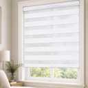 ShadesU Cordless Zebra Blinds Roller Shades, White, 30" W x 72" H | Cordless Safety Design,Free Stop Zebra Shades, Light Filtering, Privacy, Modern Style, Window Treatment,Aluminium Headrail