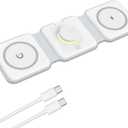 ORIA Wireless Charger Station, 3 in 1 Fast Wireless Charging with Night Light, Foldable Charging Pad for iOS Phone/Pro/Max/i Watch, Without Adapter