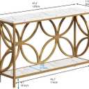 GiftGo Narrow Sofa Table 47.2 Inch, Industrial Sofa Table Behind Couch, Vintage Entry Console Table with Storage for Entryway, Living Room, Foyer, Elegant Design (White and Gold, 47.2)