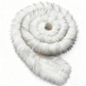 Tatuo 71 x 3 Inch White Faux Fur Trim for Hood Shaggy Fur Fabric Faux DIY Craft Garland Fluffy Strip for Winter Slippers Slides Xmas Gnomes Beard Santa Claus Hair Dwarf Cosplay Costume