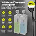 Clear Soap Dispenser - (2 Pack, 17 Oz) ABS+PET Square Bottle, Wall/Desktop Plastic Hand Soap Dispenser, Leak-Proof Pump Bottle Dispenser for Home & Commercial Use,White