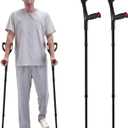 VEVOR Forearm Crutches for Adults, Folding Walking Forearm Crutches with 10-Level Adjustable Height, Lightweight Aluminum Medical Crutches with Open Cuff for Leg Injury Surgery Disabled, 1 Pair 350LBS