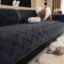 MDSASFD Sherpa Couch Cover V-Wavy Sofa Cover for Sectional Sofa, Fleece Couch Covers Washable for Dogs, Sofa Slipcovers Non Slip Protector for L Shaped(Dark Grey, 36"x 63")