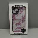 MOSNOVO Magnetic Case for iPhone 16 Plus, 10ft Military-Grade Protection, Compatible with Magsafe, Shockproof Phone Case for iPhone 16 Plus - Pink Leopard - Clear Black