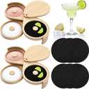 LemonRoad 2 Pack 3 Tier Margarita Salt Rimmer Set Bamboo Cocktail Rimmer Set with Sponge Sugar Salt Lime Glass Rimming with 3 Swing out Trays for Margarita and Cocktail Making Kit