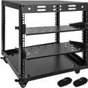 Upgraded 10U Server Rack - 19.7L x 18.8W x 23.4H Open Frame Network Rack, Wall-Mountable & Freestanding with 4 Swivel Casters & 2 Shelves, for Computer/Data/IT/Stereo Equipment, New Model