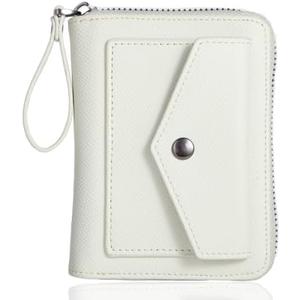 ANBENEED Leather Small RFID Blocking Bifold Zipper Around Wallets With ID Window Wristlet Coin Pocket For Women