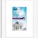 6x8 Picture Frame with Shatter-Resistant Glass - Use as 3x5 Frame with Mat or Display 6x8 Photo Without Mat - Signature Collection - Picture Frames for Tabletop and Wall Display - White