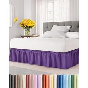 Wrap Around Dust Ruffle Bed Skirt - White - for King Size Beds with 15 Inch Drop - Easy Fit Elastic Strap - Adjustable Pleated Bedskirt w/Brushed Fabric - Wrinkle Free - for Women, Men, Kids & Teens